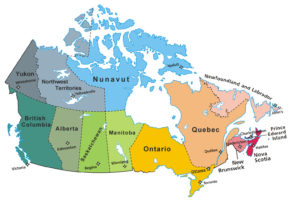 Map of Canada Territories and Provences